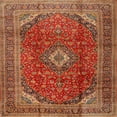 thumbnail image 1 of Ahgly Company Indoor Square Traditional Bronze Brown Medallion Area Rugs, 6' Square, 1 of 6