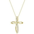 thumbnail image 2 of Swirl Diamond Cross Pendant Necklace in 14k Yellow Gold (0.10ct), 2 of 2