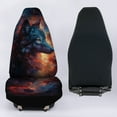 thumbnail image 5 of POLERO Car Front Seat Covers Full Set of 2, Gorgeous Galaxy Wolf Print Stretchy Waterproof Automotive Interior Accessories Universal Fit Most Vehicles, 5 of 7