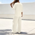 thumbnail image 6 of Guieoi Matching Outfits for Women Fashion Solid Color V-Neck Long-Sleeve Pocket Pants Top/Shirt Set White L, 6 of 6
