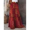 thumbnail image 3 of Caoirhny Women's Bohemian Skirts Vintage Elastic High Waist A-Line Skirts Tiered Long Skirts with Pockets, 3 of 7