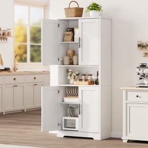 Pantry Cabinet,70" Tall Kitchen Pantry Cabinet with Doors and Adjustable Shelves, Freestanding Cupboard, Tall Storage Cabinet for Bathroom, Dining Room, Living Room