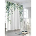 thumbnail image 3 of Botanical Floral Shower Curtain, Watercolor Eucalyptus Leaf Bathroom Decor Curtains Set with Hooks, Green Waterproof Fabric Home Accessories， 72X 96 Inch Extra Long, 3 of 6