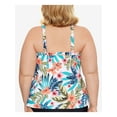 thumbnail image 2 of SWIM SOLUTIONS Women's White Tropical Print Stretch Adjustable Montego Bay Tankini Swimsuit Top 18W, 2 of 4