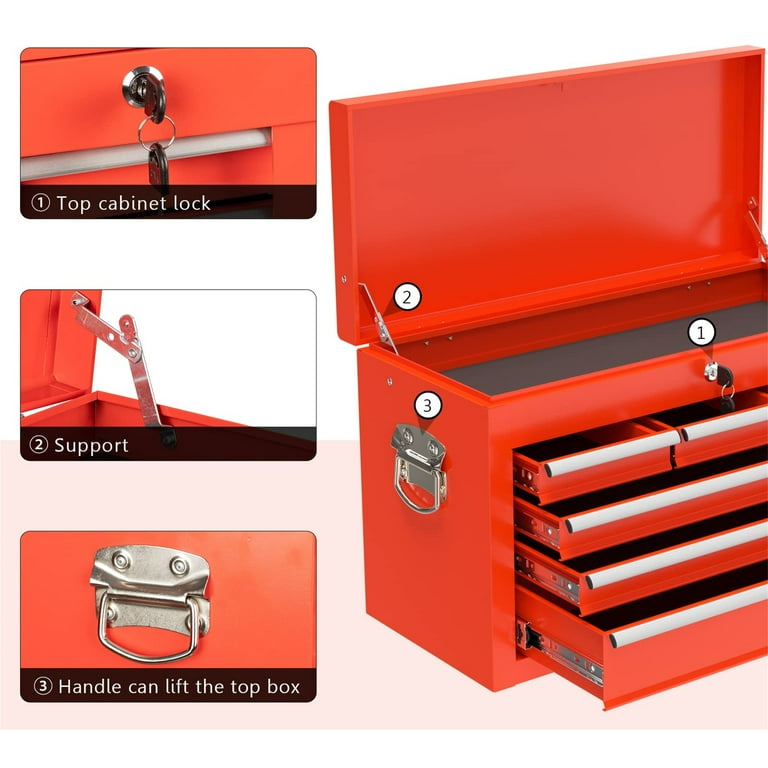 Aukfa Tool Chest, 2 in 1 Steel Rolling Tool Box & Cabinet On