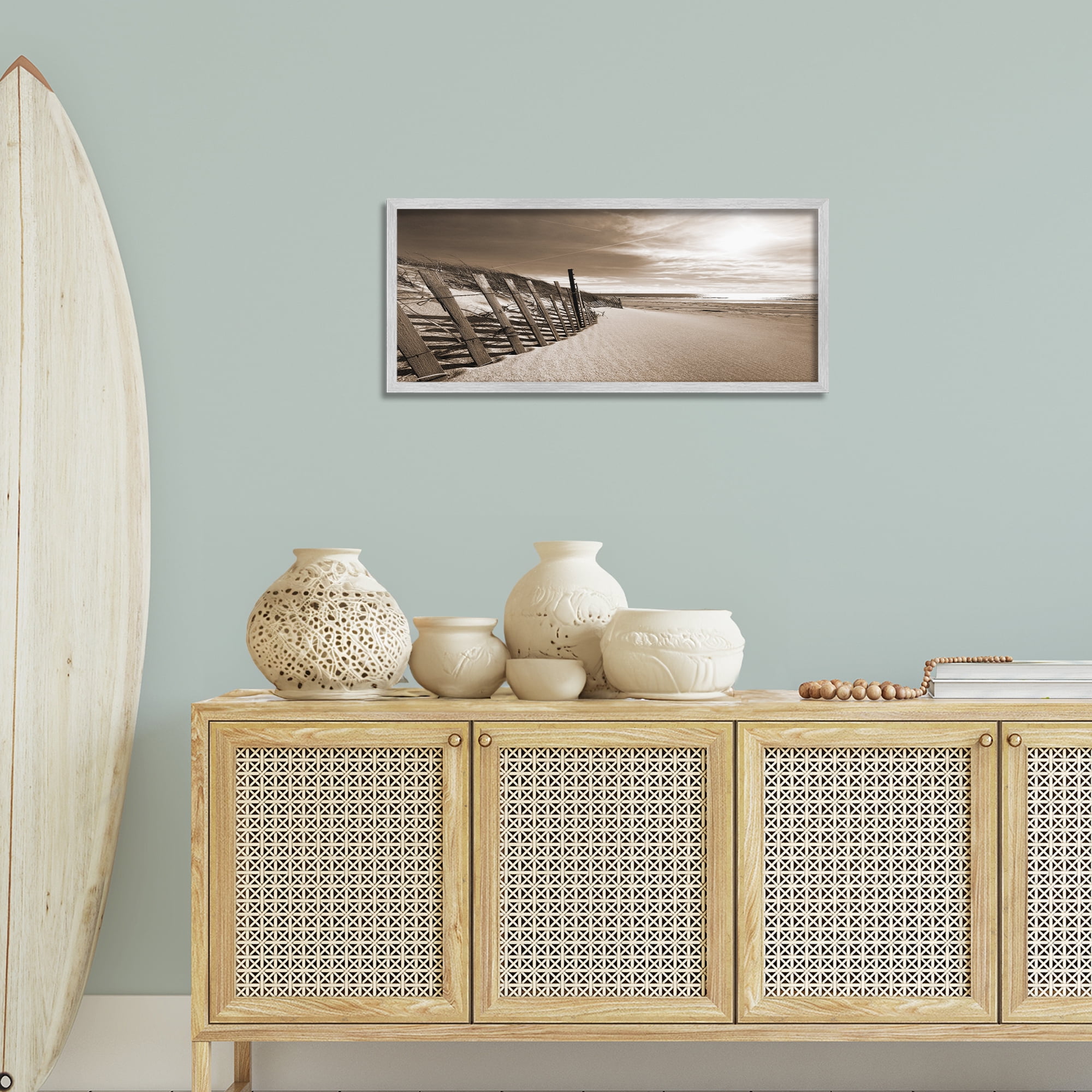 Stupell Industries Serene Sands View Landscape Photography Gray Framed Art Print Wall Art, 30 x 13