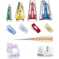 thumbnail image 2 of Kit para hacer cinta al bies de tela con punzón de costura, pasador de posicionamiento, clip de carpeta ajustable, punzón de madera, prensa de pie, práctico juego para hacer cinta al bies, 2 of 5