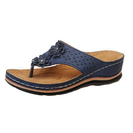 

Women Comfy Wedges Sandals Open Peep Toe Solid Color Walking for Birthday Party Adult Ceremony 36 Navy Blue