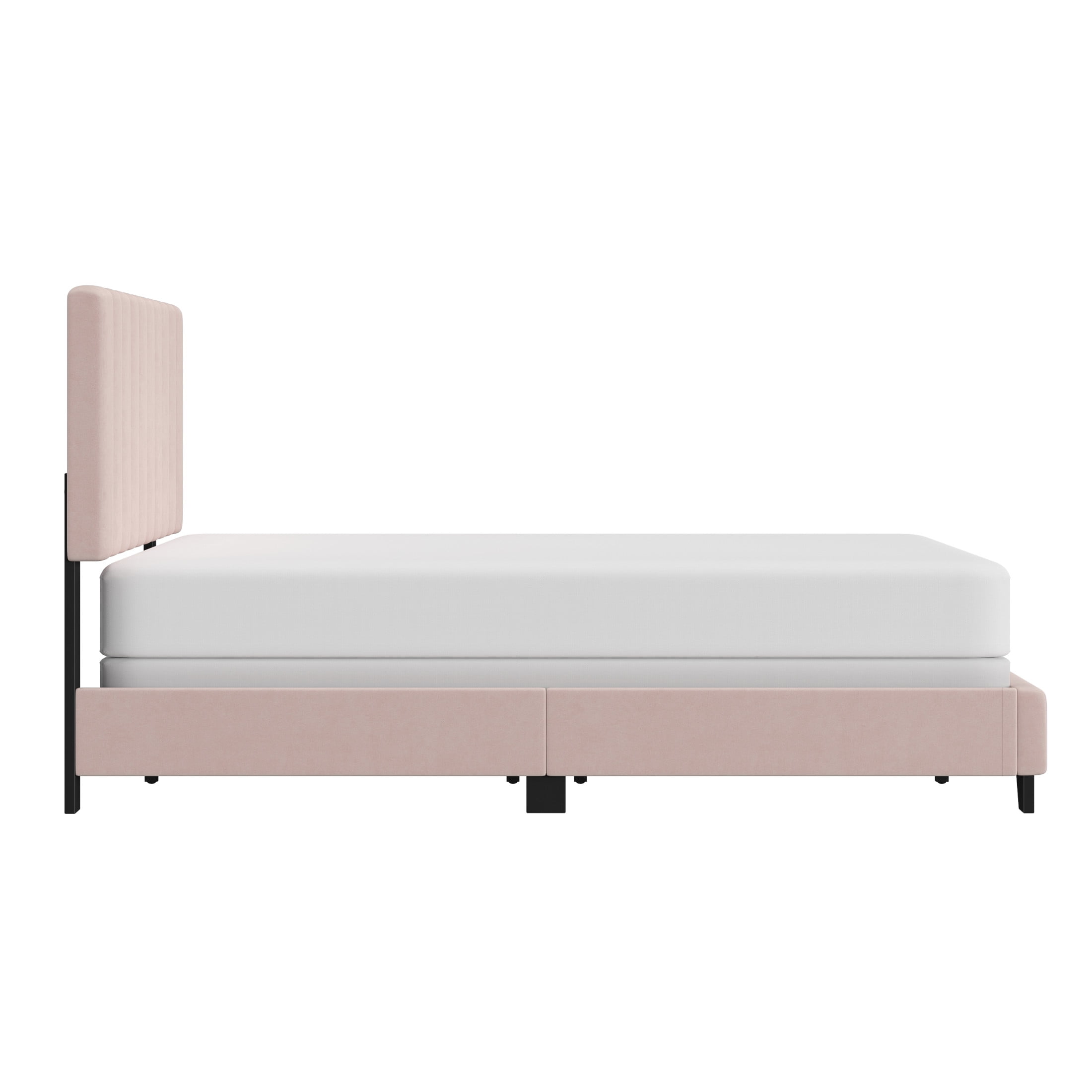 Reece Channel Stitched Upholstered King Bed, Light Pink, by Hillsdale Living Essentials