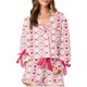 thumbnail image 1 of Pijama Yiulangde de seda para mujer, 2 piezas, estampado de corazones, estilo Galentine's, 1 of 5