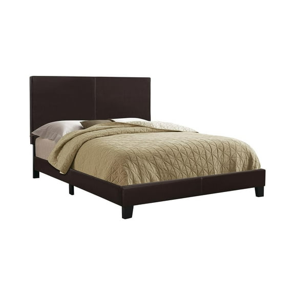 Muave Full Upholstered Platform Bed, Dark Brown