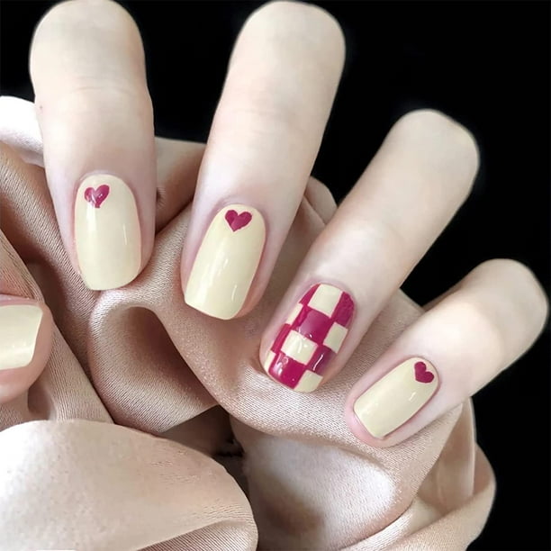 French Tip Press on Nails Short with Designs, Cute Pink Fake Nails Coffin Medium Length with Glue, Beige Acrylic Glue on Nails for Women/Daily/Party, 24PCS/Set(Call U Mine) French Tip Press on Nails Short with Designs, Cute Pink Fake Nails Coffin Medium Length with Glue, Beige Acrylic Glue on Nails for Women/Daily/Party, 24PCS/Set(Call U Mine)