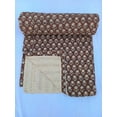 thumbnail image 2 of A And E Textiles House Brown Indian Block Print Kantha Quilt - Handmade, Cozy Throw Blanket, 2 of 8