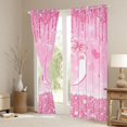 thumbnail image 3 of Castle Fairy Pink Glitter Letter D Blackout Curtains Set of 2 (52x84 Each) for Girls,Cute Pearl Bow Window Curtains for Bedroom, 3 of 6