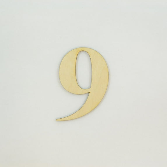1 Pc, 10 Inch X 1/4 Inch Thick Times New Roman Bold Wood Numbers 9 Great For Craft Project & Different Decor