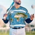 thumbnail image 6 of Balery Earth View World Map Baseball Jersey for Men Casual Button Down Shirts Short Sleeve Active Team Sports Uniform-Large, 6 of 9