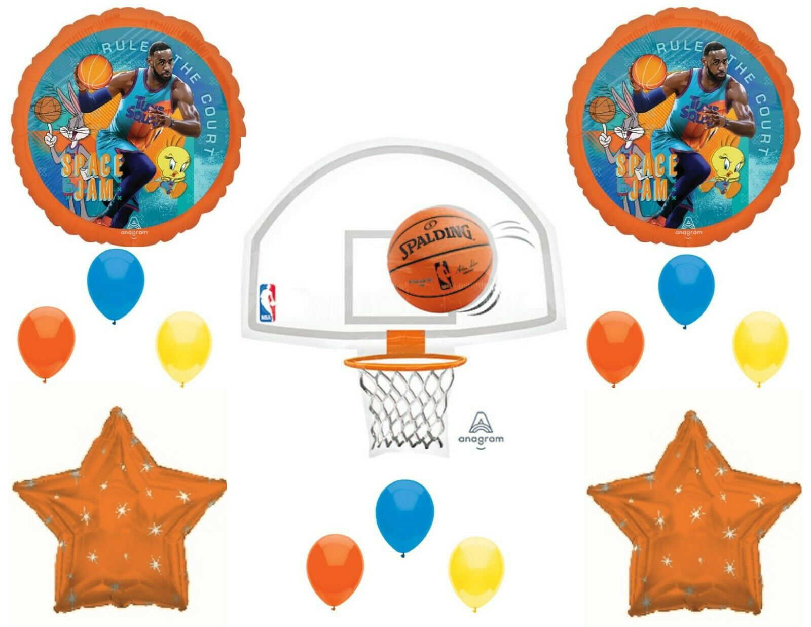Cake Toppers Balloons Space Jam Party Supplies Basketball Birthday Party Supplies for Boys and Girls Space Jam Birthday Party Decorations Include Happy Birthday Banner Hanging Swirls