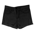 thumbnail image 5 of ZHOGXU Women's Denim Shorts With Pocket Solid Color Tight Waist Folded Hem Breathable Stretch Shorts For Outdoor Activities,Black,L, 5 of 5