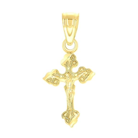 10kt 10k Yellow Gold Unisex Crucifix Cross Religious Gift Charm Pendant