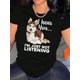 thumbnail image 1 of Camisetas de verano para mujer, con estampado, lindo, holgadas, atléticas, de manga corta, casual, 2025Women'S Casual Crew Neck T-Shirt with Husky Print, Fashionable Short Sleeve Top, Medium Stretch, 1 of 6