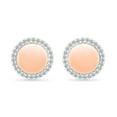 thumbnail image 2 of DGOLD 10kt Rose Gold Round White Diamond Metallic Circle Stud Earrings for Women (1/10 cttw), 2 of 4