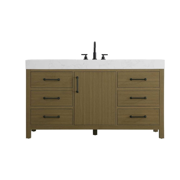 Elegant Kitchen and Bath 60 inch Single Bathroom Vanity In Chestnut Brown