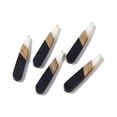 thumbnail image 3 of Opaque Resin & Walnut Wood Pendants Teardrop Charms Black 44x7.5x3.5mm Hole: 1.5mm, 3 of 3