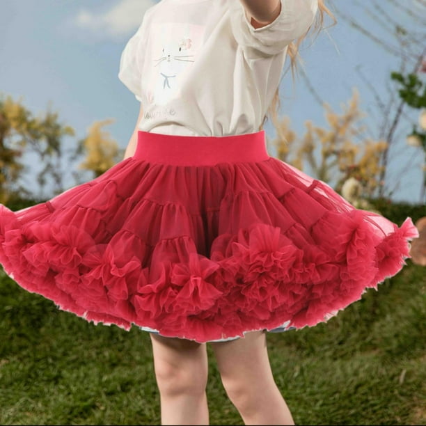 Moda Falda De Tul Roja Mujer Falda Tutú Para Niñas Ropa De Baile