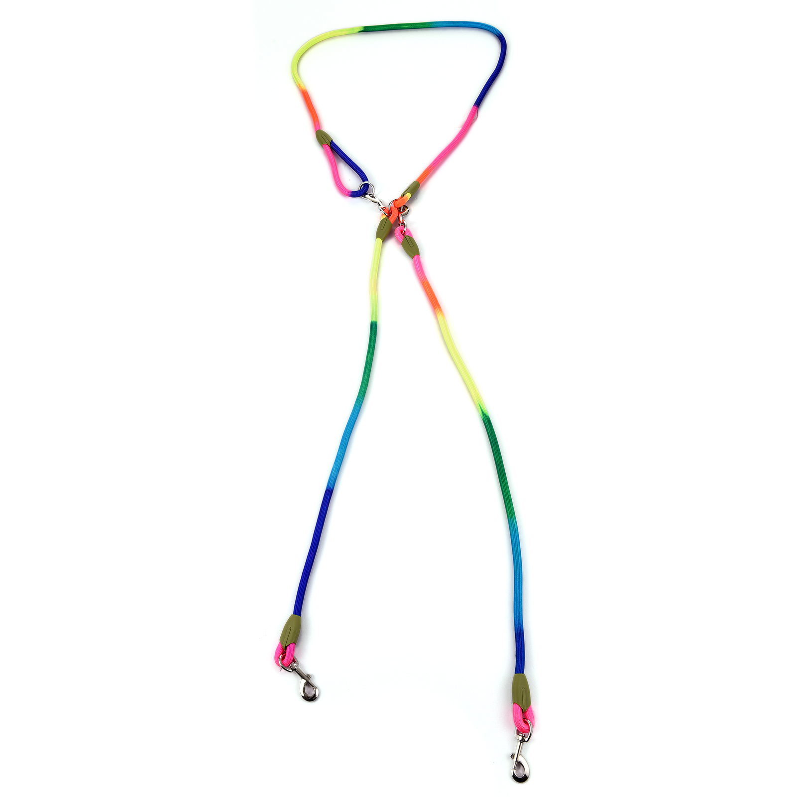 BIMZUC Hands-Free Dog Leash Nylon Training Walking Crossbody Pet Leash with Reflective Stitching Adjustable for Small Medium Large Dogs, Multicolor Edition, Double Dog Leash Version
