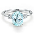 thumbnail image 3 of Gem Stone King 14K White Gold Sky Blue Topaz and White Lab Grown Diamond Engagement Ring for Women | 3.20 Cttw | Oval 10X8MM | Gemstone November Birthstone | Size 6, 3 of 6