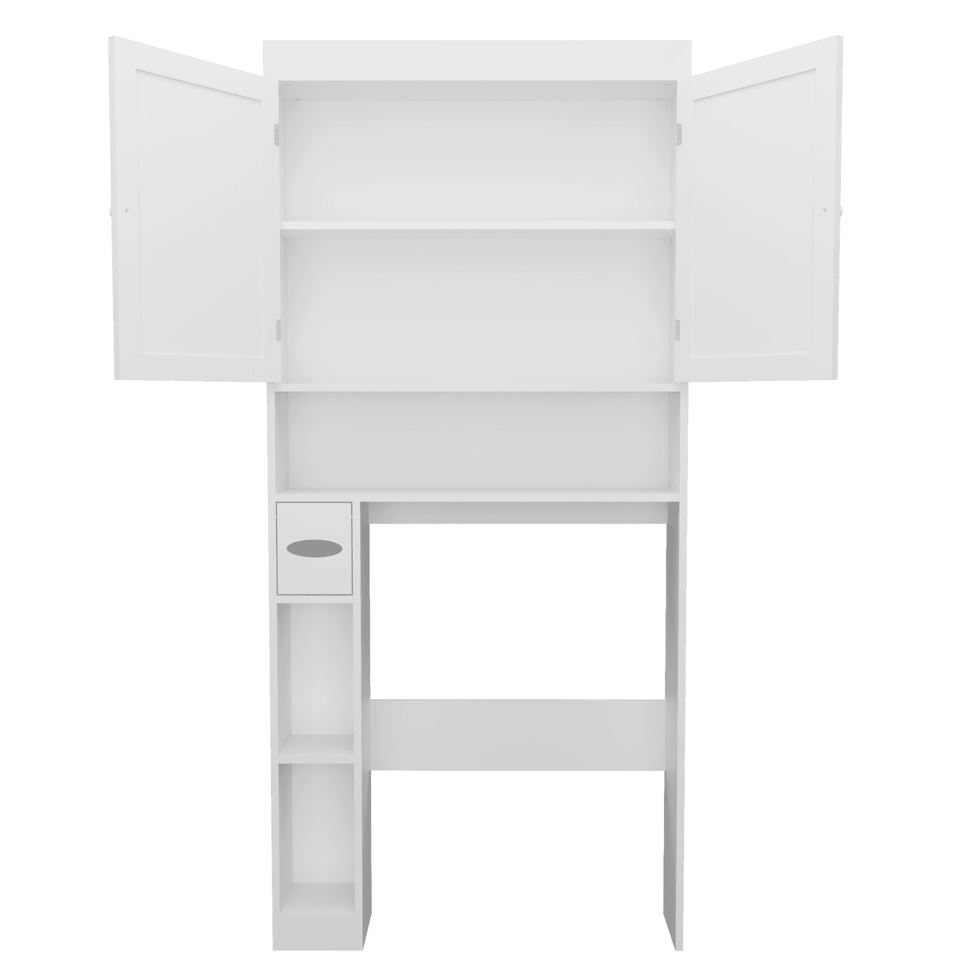 Over-the-Toilet Storage Cabinet, 2-Door Farmhouse Space-Saving Bathroom Rack for Restroom, Laundry, White