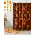 thumbnail image 5 of Thanksgiving Shower Curtains for Bathroom, Vintage Fall Maple Leaf Brown Plaid Waterproof Fabric Shower Curtain for Bathroom Bathtub Decoration, Machine Washable, 72"x72", 5 of 9