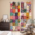 thumbnail image 3 of Spring Floral Kitchen Curtains 84 Inch Length, Vintage Plaid Summer Botanical Colorful Grommet Top Bedroom Living Room Curtains, Light Filtering Cafe Curtain Drapes 2 Panels Set 84''x84'', 3 of 9
