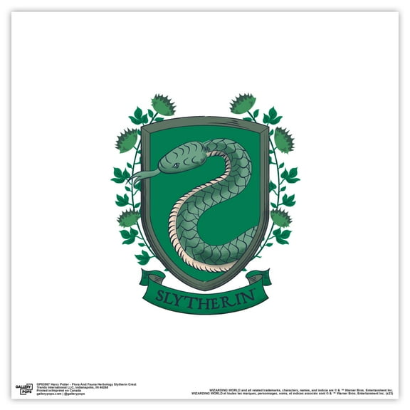 Gallery Pops Harry Potter - Flora And Fauna Herbology Slytherin Crest Wall Art, Unframed Version, 12" x 12"