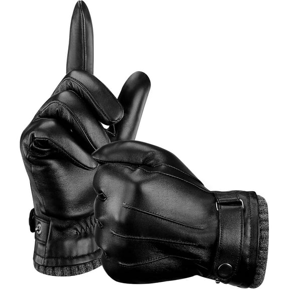 Jtbuh XLY Leather Gloves for Men, Soft Warm Lining Full Hand Touchscreen Winter Gift Thermal