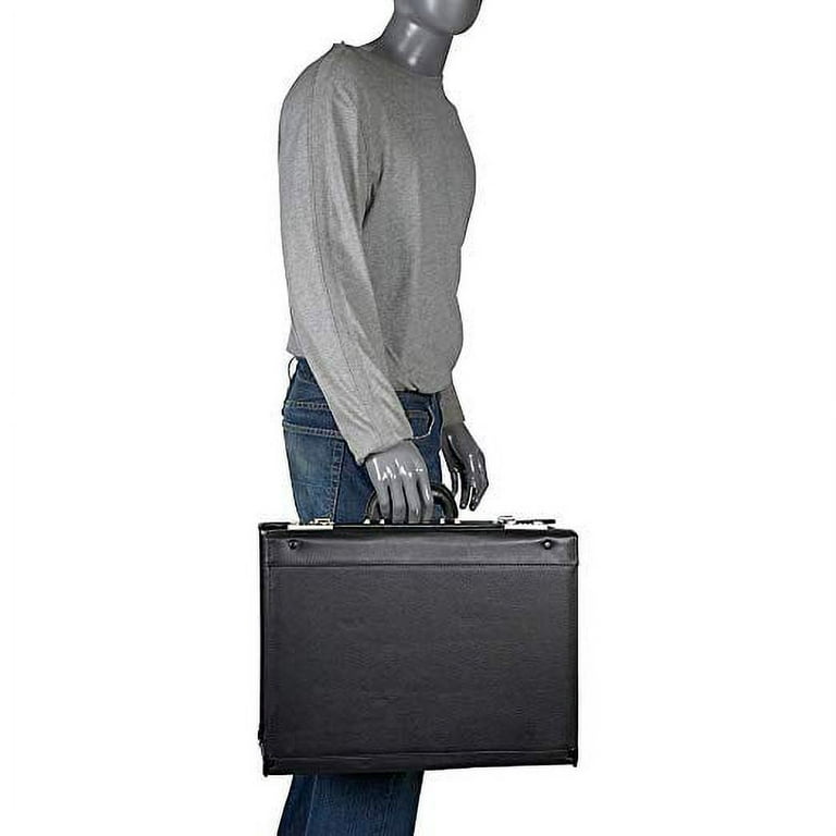 AmeriLeather Leather Pilot Case - Black, Padded Briefcase, Carry