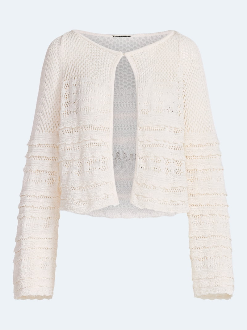 Scoop Women's and Women's Plus Stitch Mix Button Front Cardigan