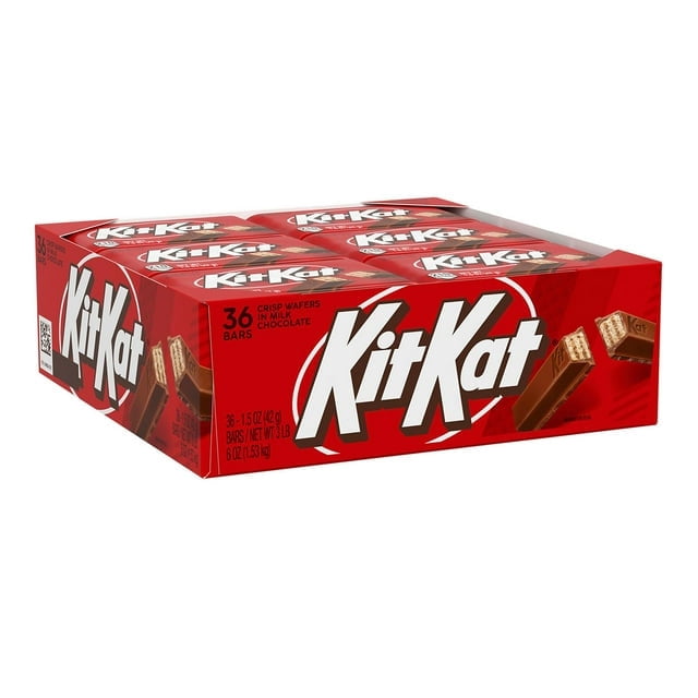 KIT KAT Milk Chocolate Wafer Candy, Full Size, 1.5 oz., 36 pk. With White Bowl By OMA