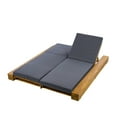 thumbnail image 3 of Christopher Knight Home Outdoor Double Chaise Lounge with Cushion, 4 Position Adjustable, Acacia Wood, Teak+Dark Gray, 3 of 13