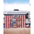 thumbnail image 5 of 4th of July RV Awning Sun Shade Screen 9'X15.3' Red Stars Stripes Mesh Sunscreen Freedom Floral Vase Awning Shade Screen with Zipper UV Blocker Completed Kits for RV Motorhome Camper Trailer, 5 of 7