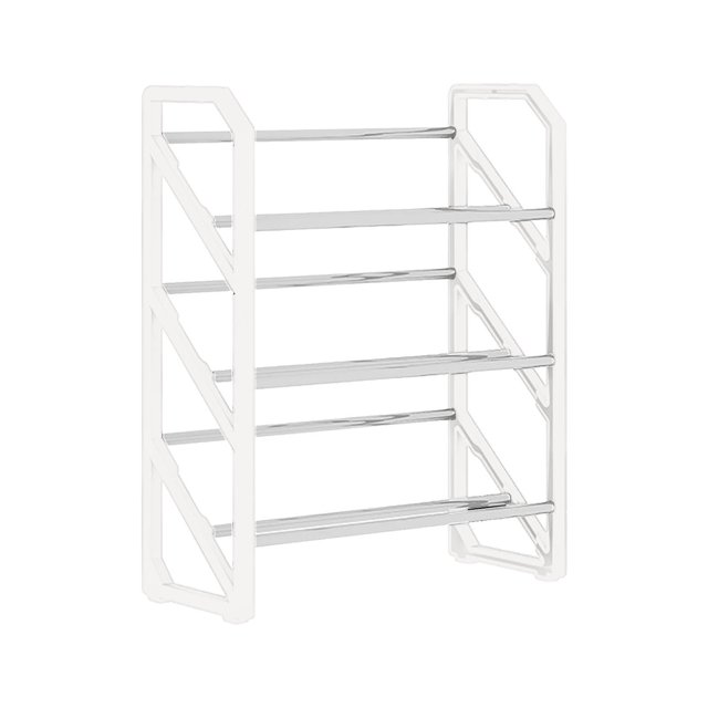 Bdday Storage Containers The Shoe Rack Is Layered and Installation-. A white, multi-tiered shoe rack with a stainless steel frame and open design. The rack measures 45.5 x 18.5 x 53.3 cm and is suitable for entryways, closets, or dormitories. Made from environmentally friendly and rust-resistant materials, it offers a durable and space-saving solution for organizing shoes or accessories.