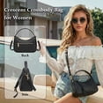 thumbnail image 2 of Crescent Shoulder Bag Crossbody Bags for Women, Trendy Woven Leather Bag Cute Hobo Tote Handbag Purse, with Adjustable Strap, Black, 2 of 7