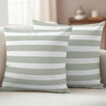 thumbnail image 2 of Sage Green Stripe Outdoor Pillow Covers 18x18 Set of 2,Waterproof Patio Throw Pillowcase Protectors,Modern Simple Geometric White Striped Decorative Pillow Shams Cushion Covers for Seat Bed Couch, 2 of 8
