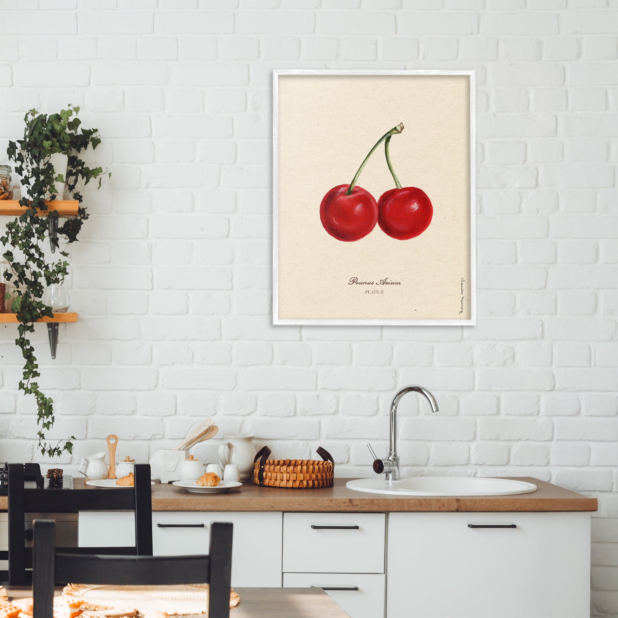 Stupell Industries Cherry Fruit Portrait White Framed Giclee Art, design by Danielle Murray