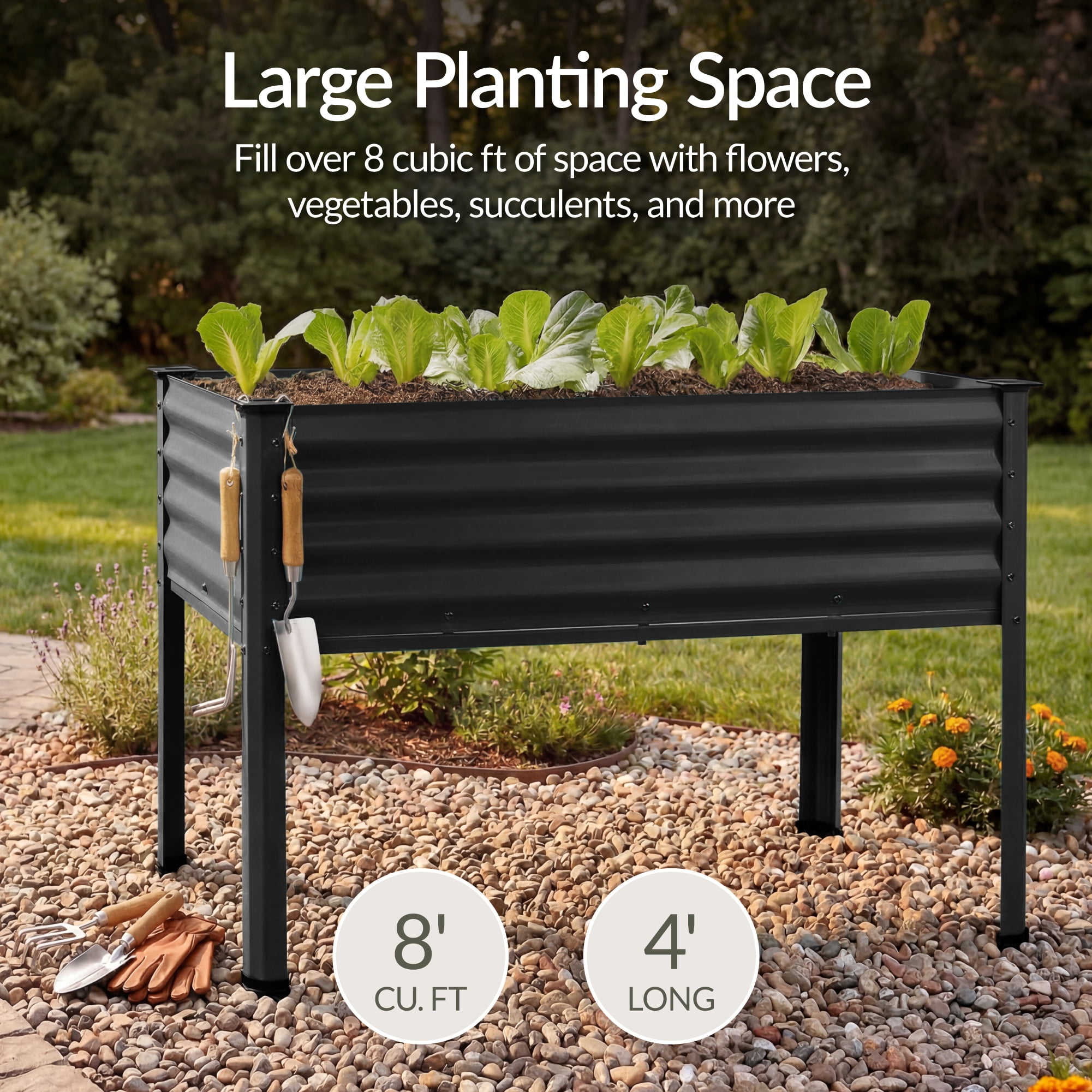 Best Choice Products 48x24x30in Elevated Galvanized Metal Garden Bed w/ Corner Protectors - Black