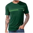 thumbnail image 3 of Kojanyu Men's Short Sleeve Crew Neck T-Shirt Casual Color Block Stripe Pocket Tee Stretch Moisture Wicking Everyday Top Plus Size M-4XL, 3 of 6