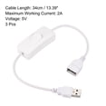 thumbnail image 3 of Uxcell USB Cable with ON/Off Switch USB Male to Female Cord 34cm White 3Pcs, 3 of 5