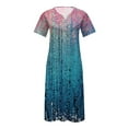 thumbnail image 4 of Summer Saving Wycnly Summer Dresses for Women Loose Pocket Swing Vintage Western Print Tunic Maxi Dresses 2024 Short Sleeve V-Neck Floral Long Formal Dress Blue XXL, 4 of 4