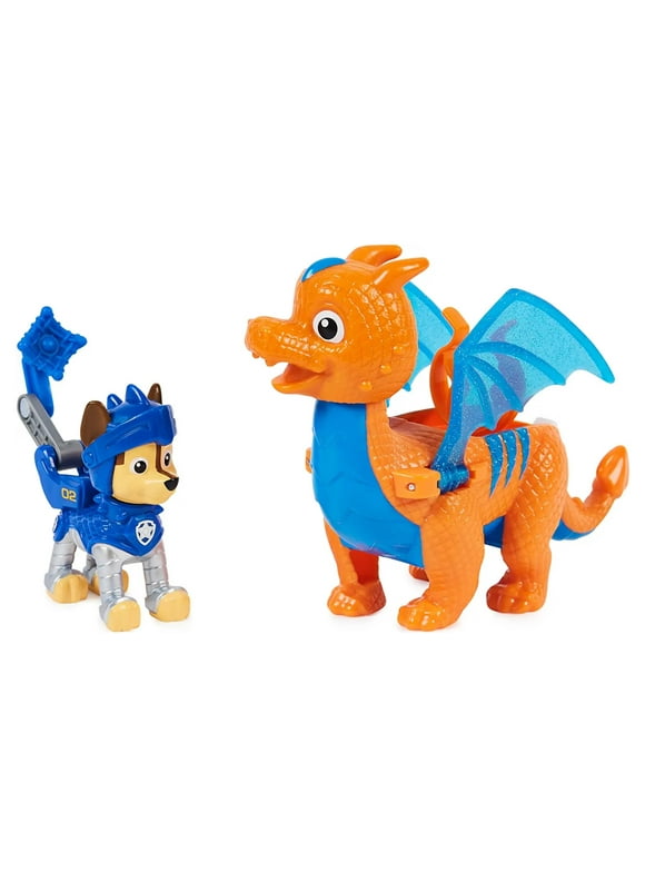 Paw Patrol, Rescue Knights Chase and Dragon Draco Action Figures Set, Kids Toys for Ages 3 and up
