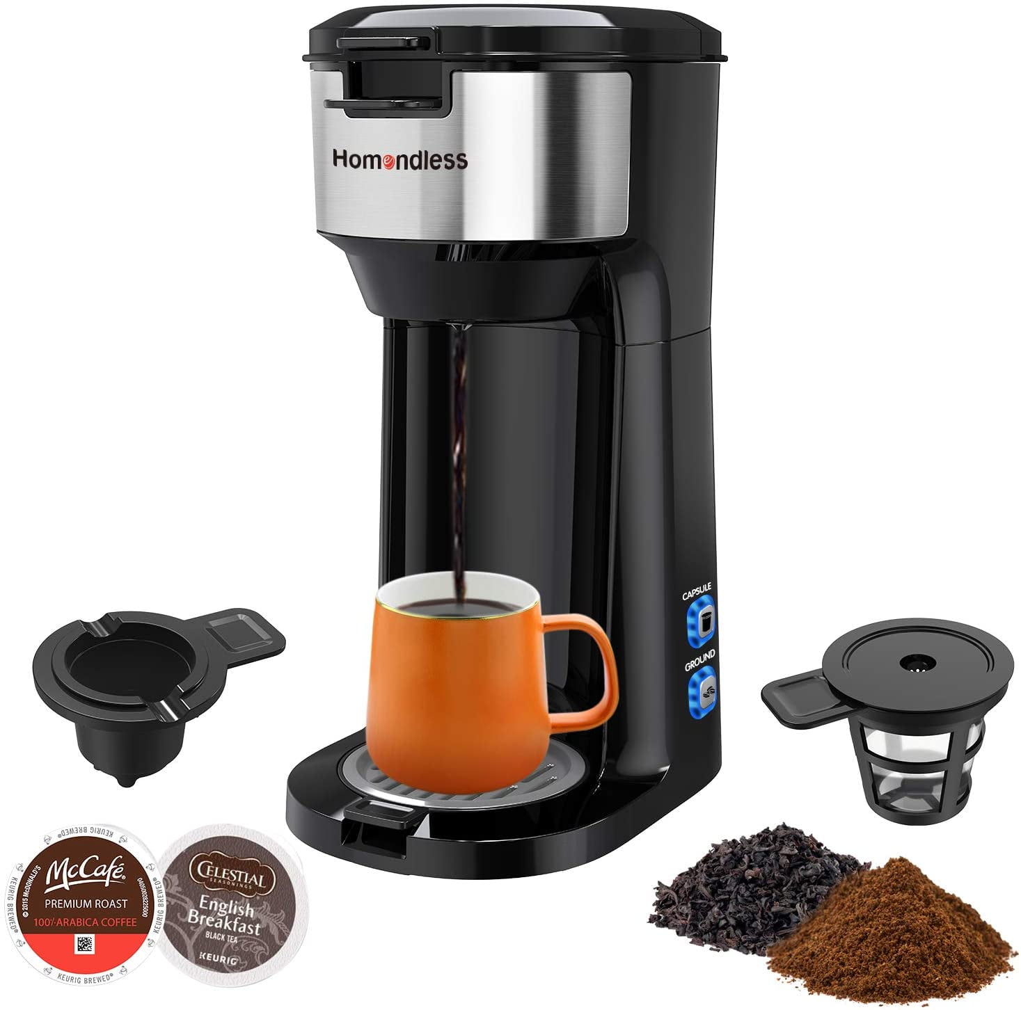 Single Serve Coffee Maker for K Cup Pods, Ground Coffee & Tea, 3IN1